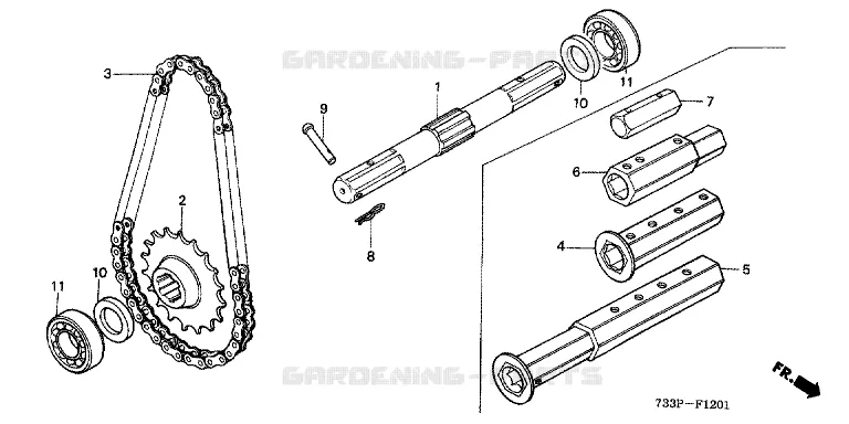 ARBRE DE ROUE  (F510K3/K4) Honda jardin MOTOCULTEURS  F F510K4  F510K4-FZBE