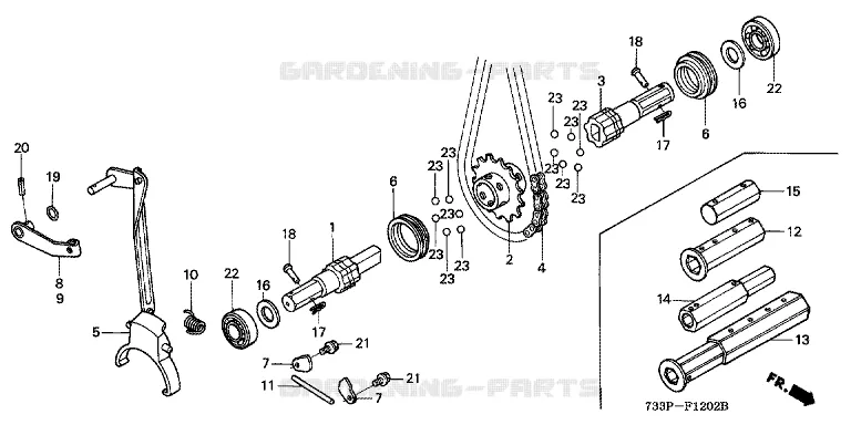 ARBRE DE ROUE  (F560K3/K4) Honda jardin MOTOCULTEURS  F F560K4  F560K4-FZBF