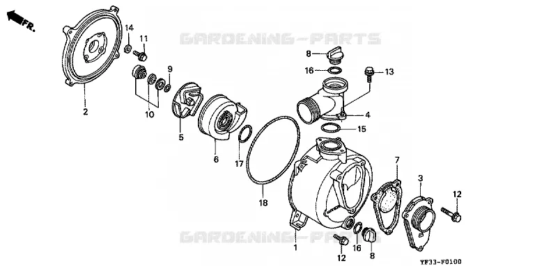 CARTER  (WN20) Honda jardin POMPES A EAU  WN WN20  WN20-GCAJ
