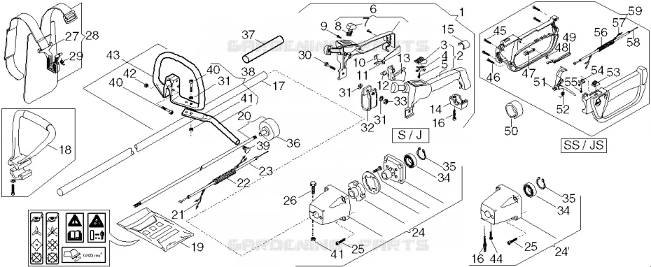 PULVERISATEURS S / SS / J / JS Honda jardin DEBROUSSAILLEUSES PORTEES  UMT UMT422SS  UMT422SS-GCAF